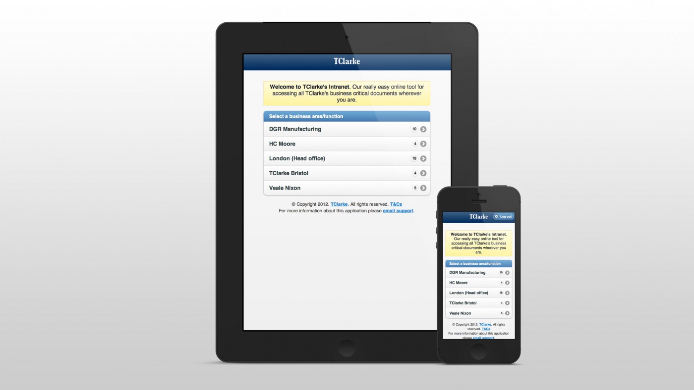 Responsive intranet viewed on multiple devices