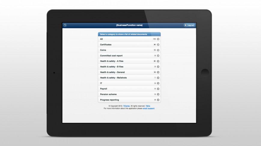 Select a business of function screen