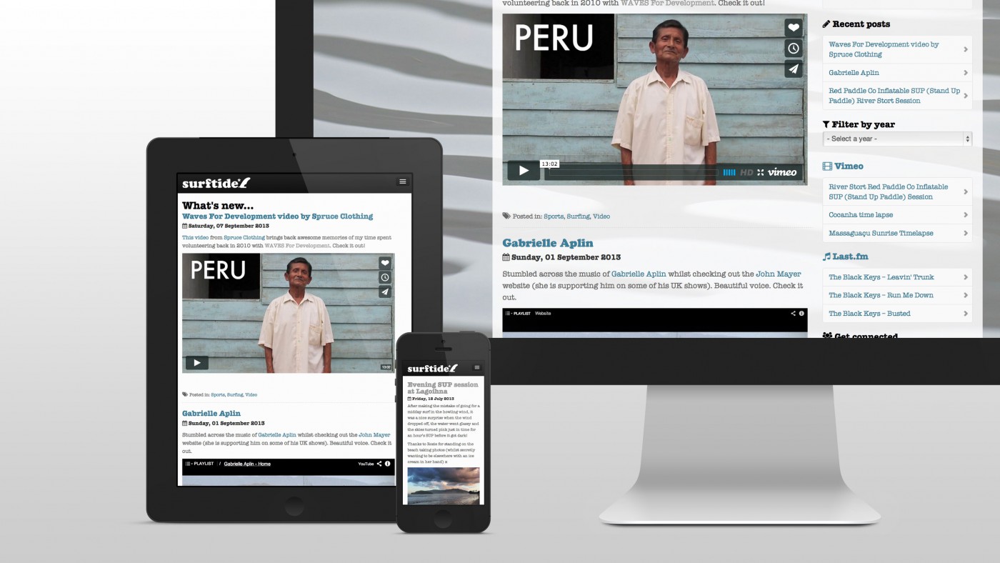 Surftide website viewed on multiple devices