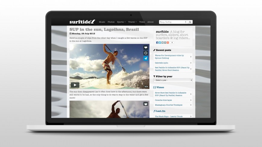 Surftide responsive website desktop view