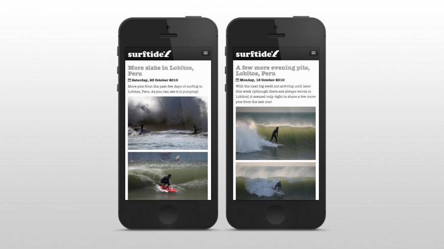 Surftide mobile website view