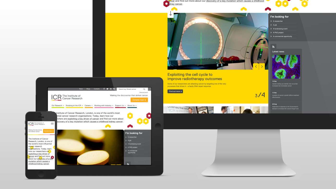 The ICR responsive website on desktop, tablet and mobile