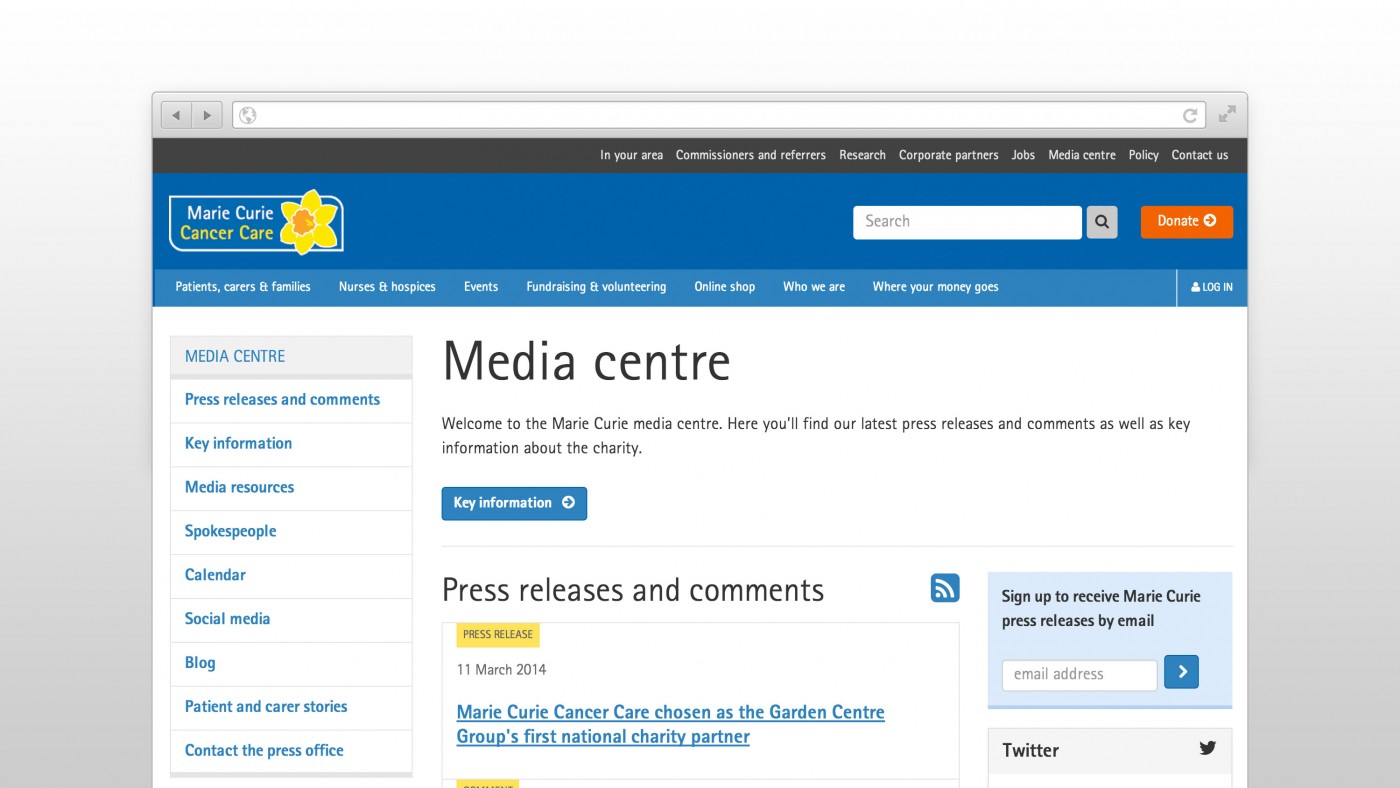 Media Centre homepage design