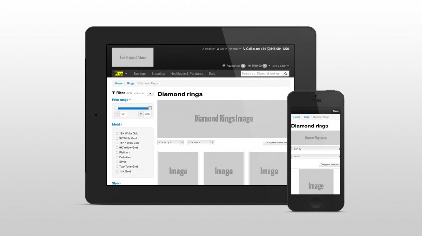 Multi-device view of product listing screen