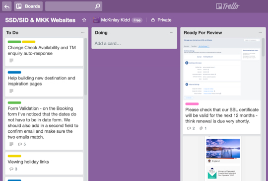 McKinlay Kidd Trello Board