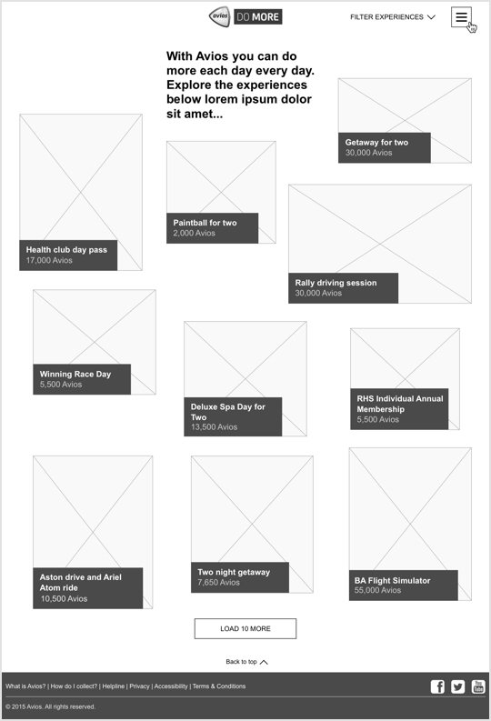 Avios Do More Desktop Wireframes 1
