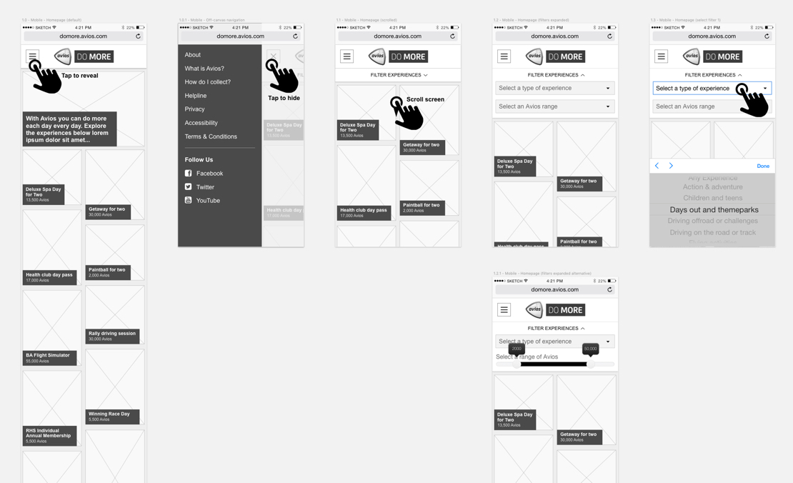 Avios Do More Mobile Wireframes