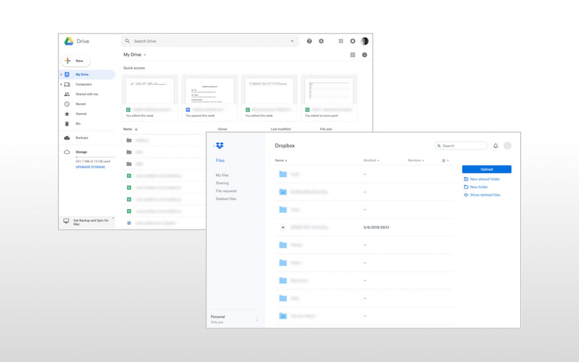 Google Drive & Dropbox Screenshots