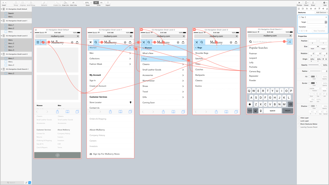 Flinto Mobile Navigation Prototype