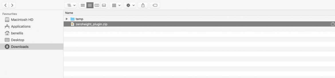 Zero Height Sketch Plugin sitting in downloads folder in Mac OS Finder