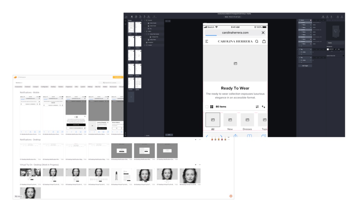 Mobile prototype inside Protopie and Zeplin screens