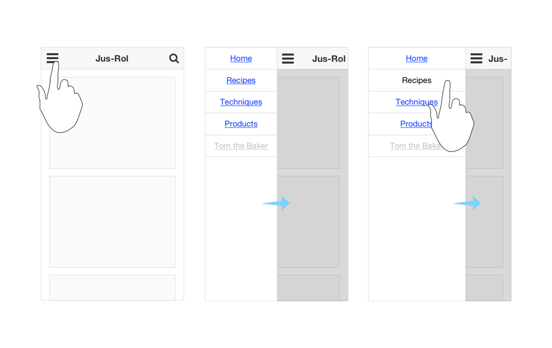 Wireframe for Jus Rol website