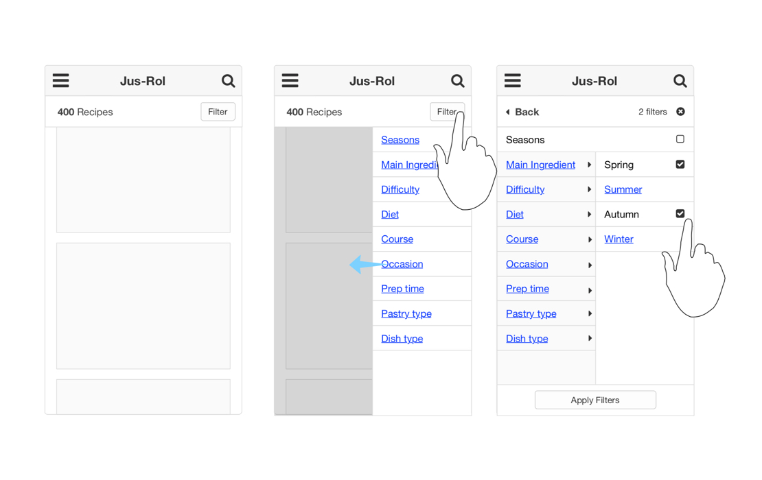 Wireframe for Jus Rol website