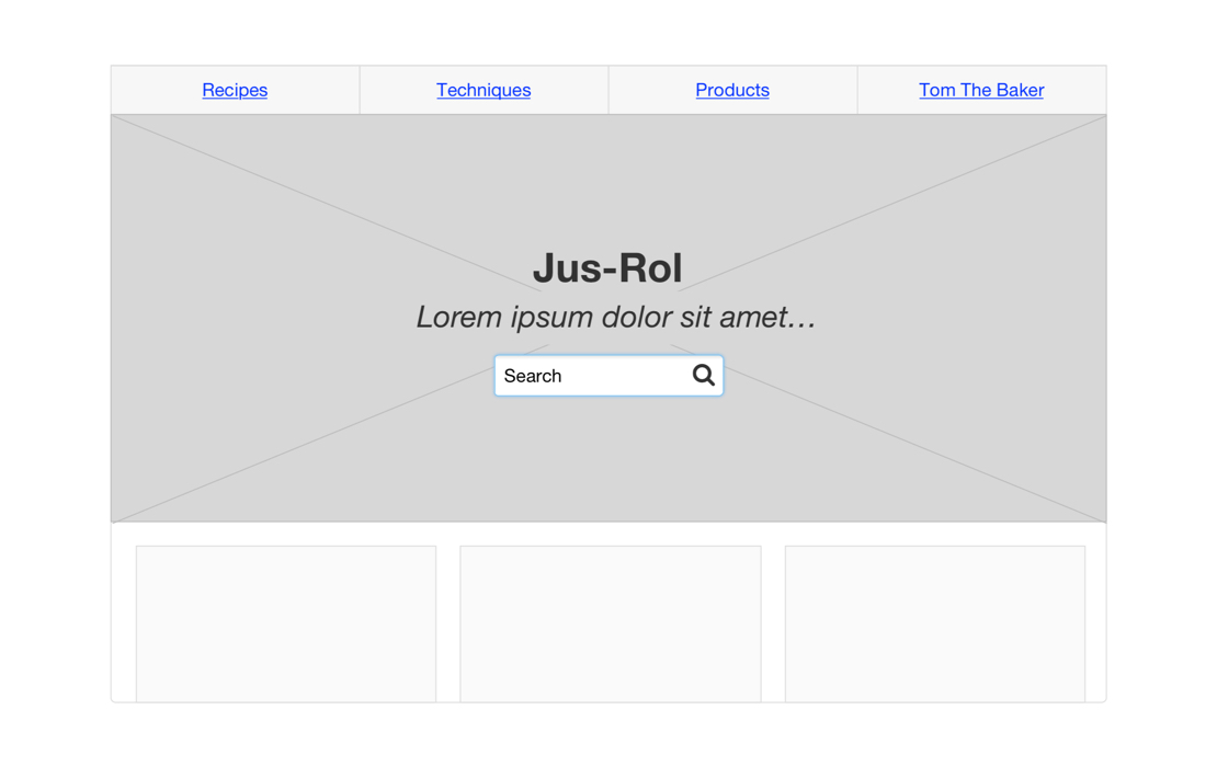 Wireframe for Jus Rol website