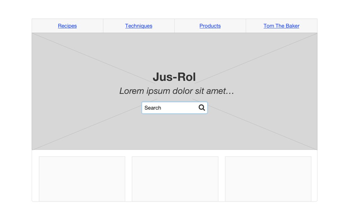 Wireframe for Jus Rol website