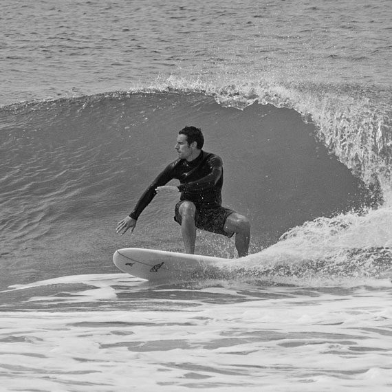Ben Ellis surfing at Tolcarne beach, Newquay, Cornwall